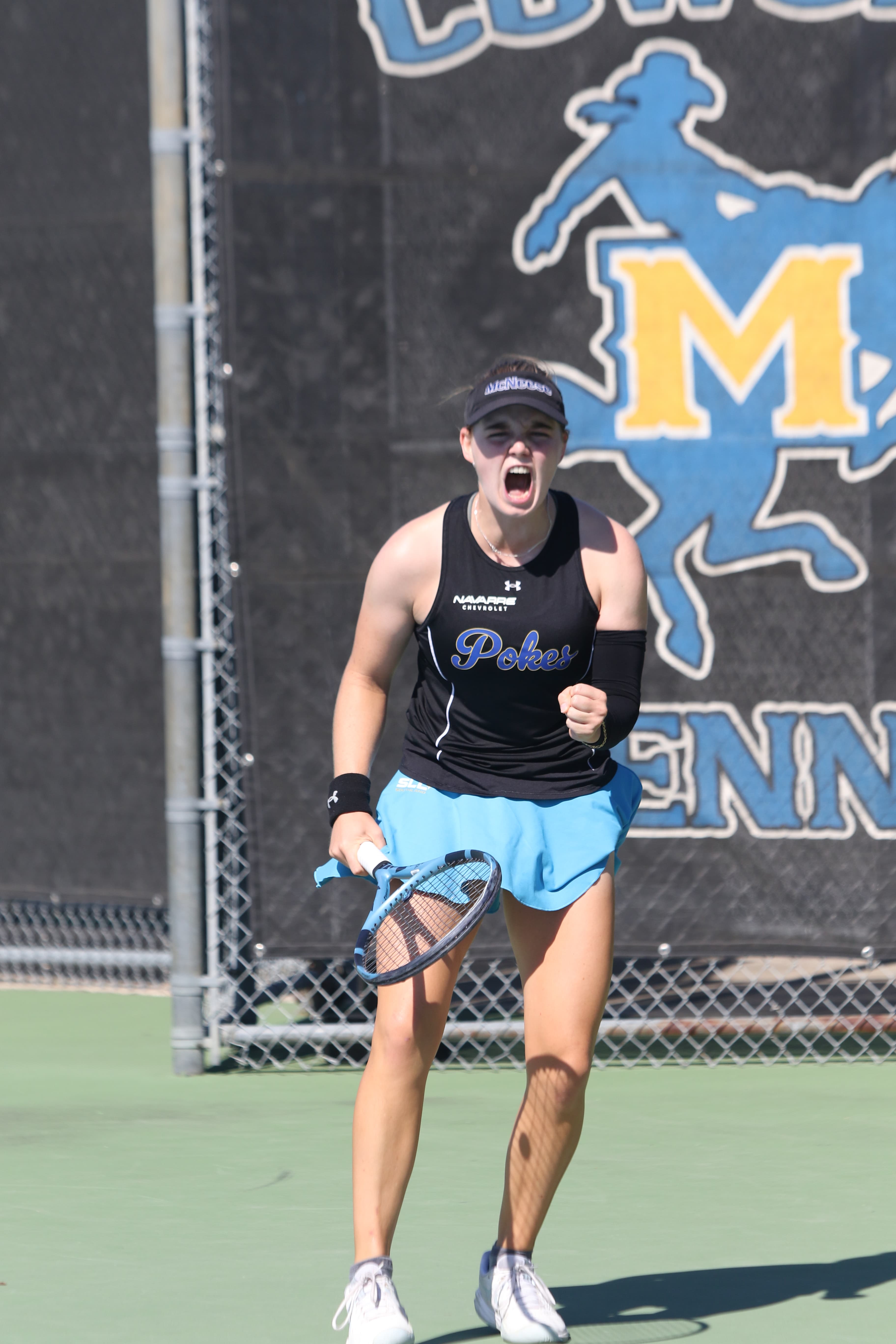 Salome Fluri celebrates her SLC singles title Sunday.