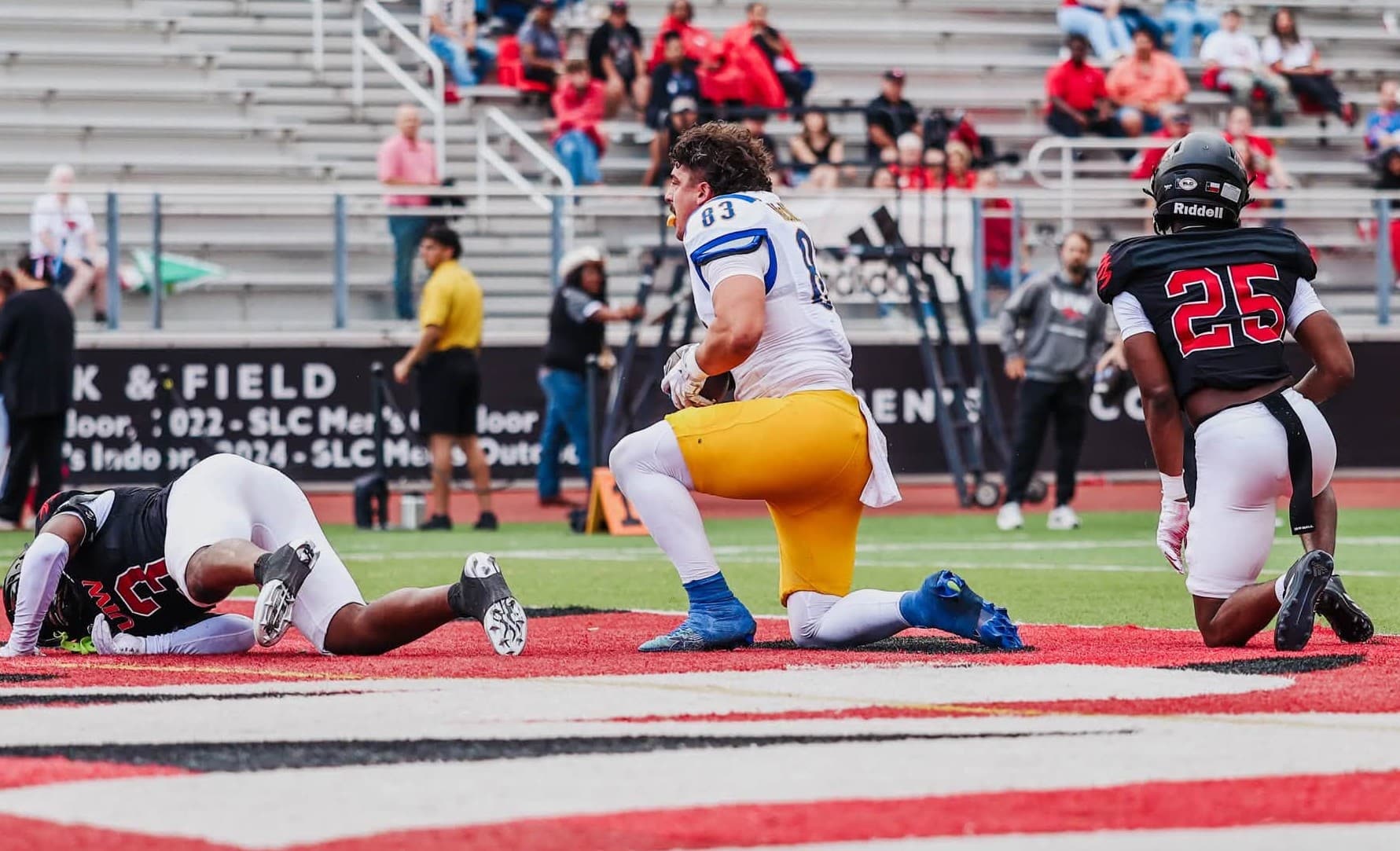 Reed Boyd left two defenders and his helmet in the dust while scoring last Saturday against UIW.